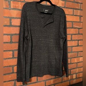 Sonoma Men's Black Charcoal Henley Long Sleeve Button T-Shirt Size L